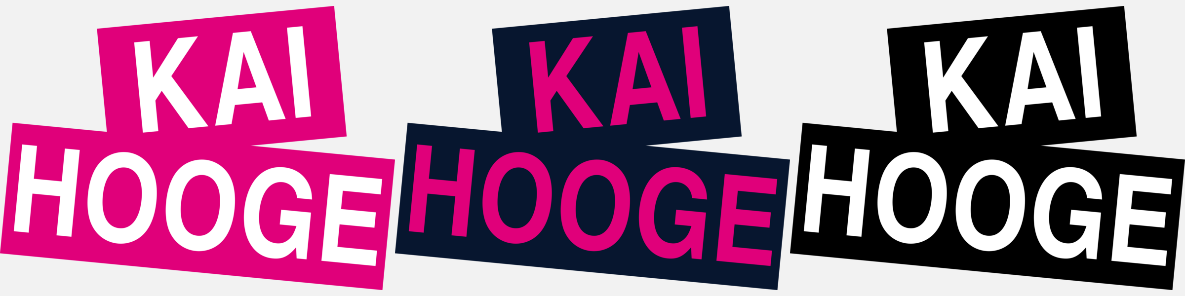 Kai Hooge logo variants in magenta, navy and monochrome