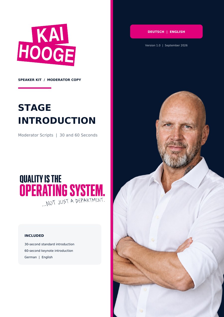 Preview of Kai Hooge's stage introduction